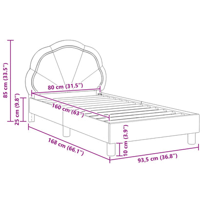 Barnsängram med sänggavel Mörkgrå 80 x 160 cm Sammet