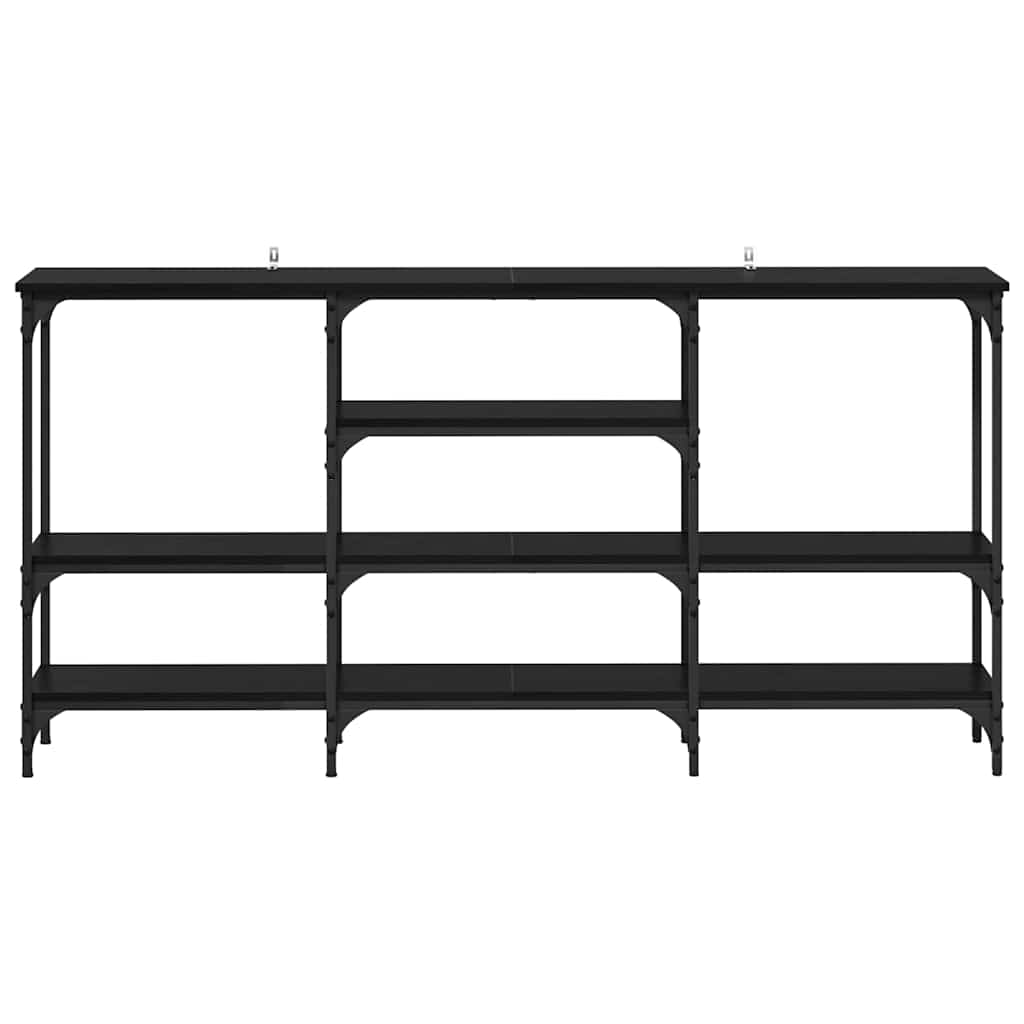 Konsolbord med hylla Svart ek 160 x 29 x 80 cm Konstruerat trä