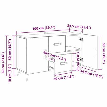 Sideboard med låda Artisan Ek 100 x 36 x 60 cm Konstruerat trä
