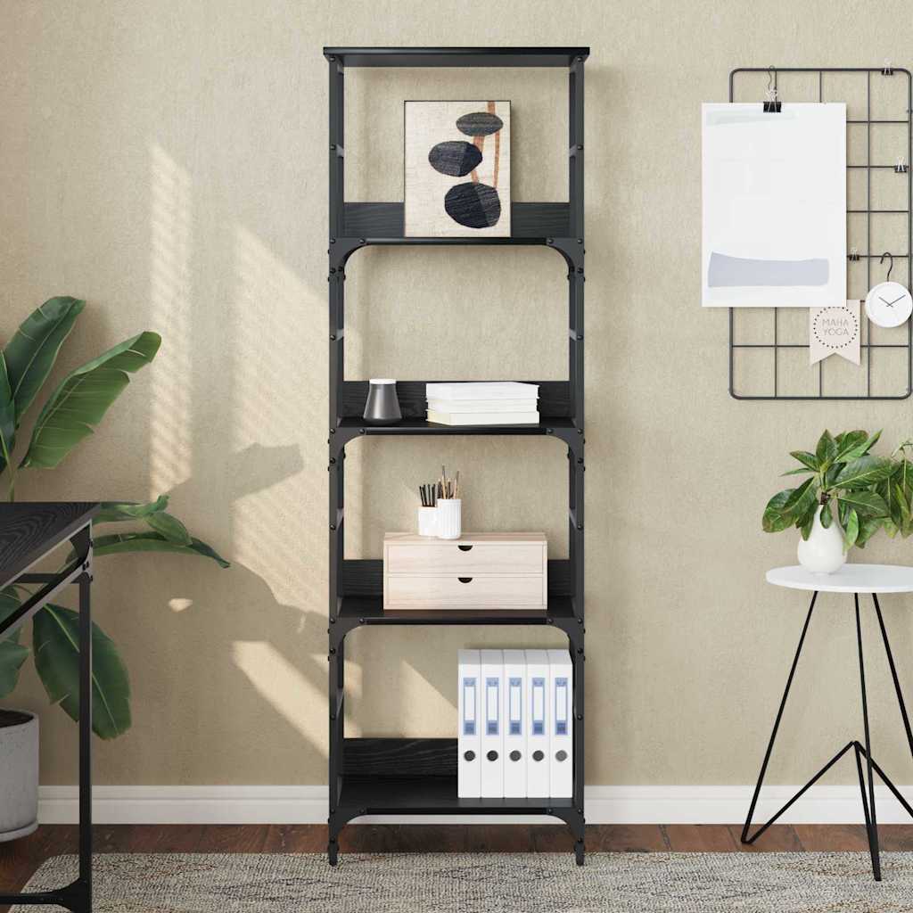 Hyllsystem Svart Ek 50 x 33 x 153 cm Konstruerat trä