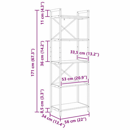 Hyllsystem Sonoma-ek 56 x 34 x 171 cm Konstruerat trä