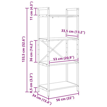 Hyllsystem Rökt ek 56 x 34 x 133,5 cm Konstruerat trä