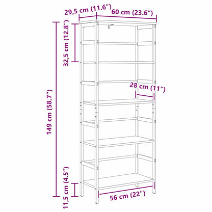 Hyllsystem Rökt ek 60 x 29,5 x 149 cm Konstruerat trä