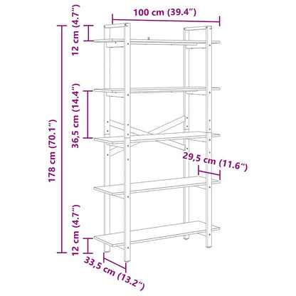 Hyllsystem Gammalt trä 100 x 33,5 x 178 cm Konstruerat trä