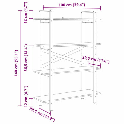 Hyllsystem Grå Sonoma 100 x 33,5 x 140 cm Konstruerat trä