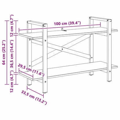 Hyllsystem Svart Ek 100 x 33,5 x 64 cm Konstruerat trä