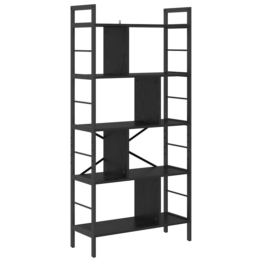 Hyllsystem Svart Ek 75 x 30 x 156 cm Konstruerat trä