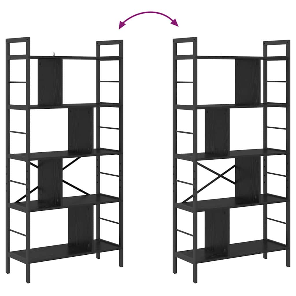 Hyllsystem Svart Ek 75 x 30 x 156 cm Konstruerat trä