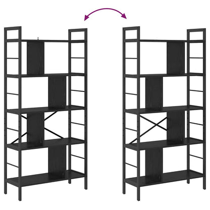 Hyllsystem Svart Ek 75 x 30 x 156 cm Konstruerat trä