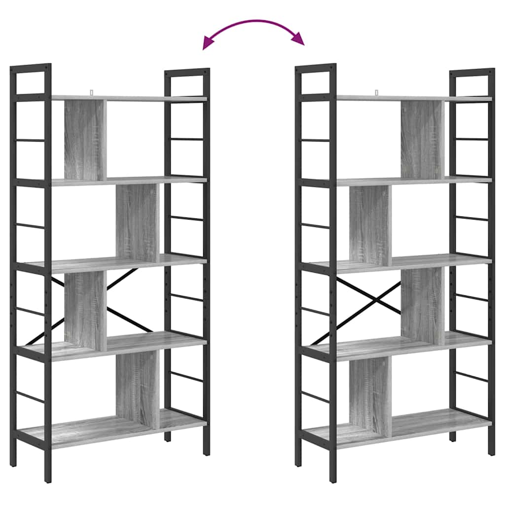 Hyllsystem Grå Sonoma 75 x 30 x 156 cm Konstruerat trä