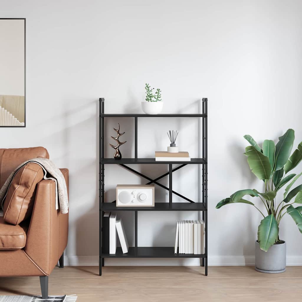 Hyllsystem Svart Ek 75 x 30 x 123,5 cm Konstruerat trä