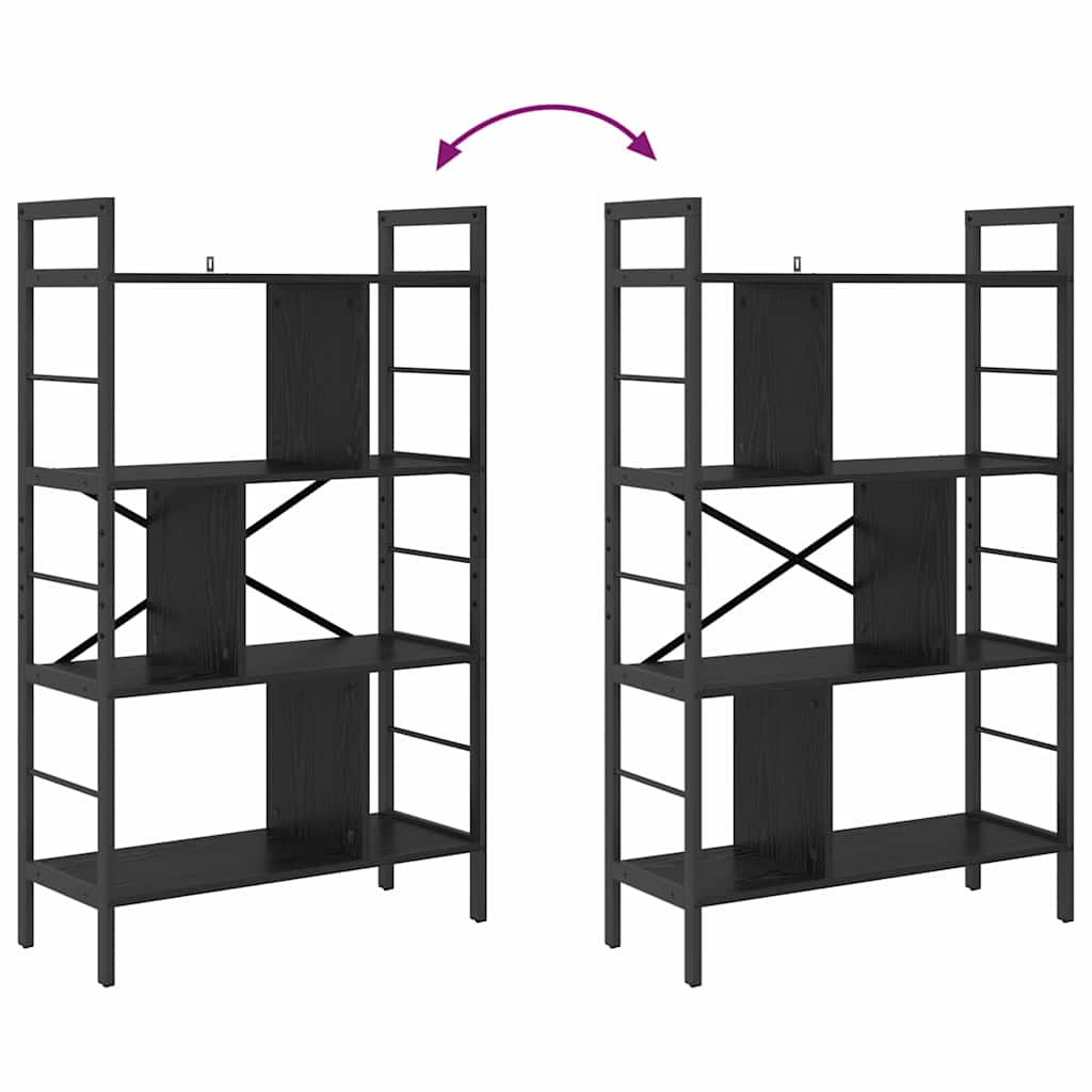 Hyllsystem Svart Ek 75 x 30 x 123,5 cm Konstruerat trä