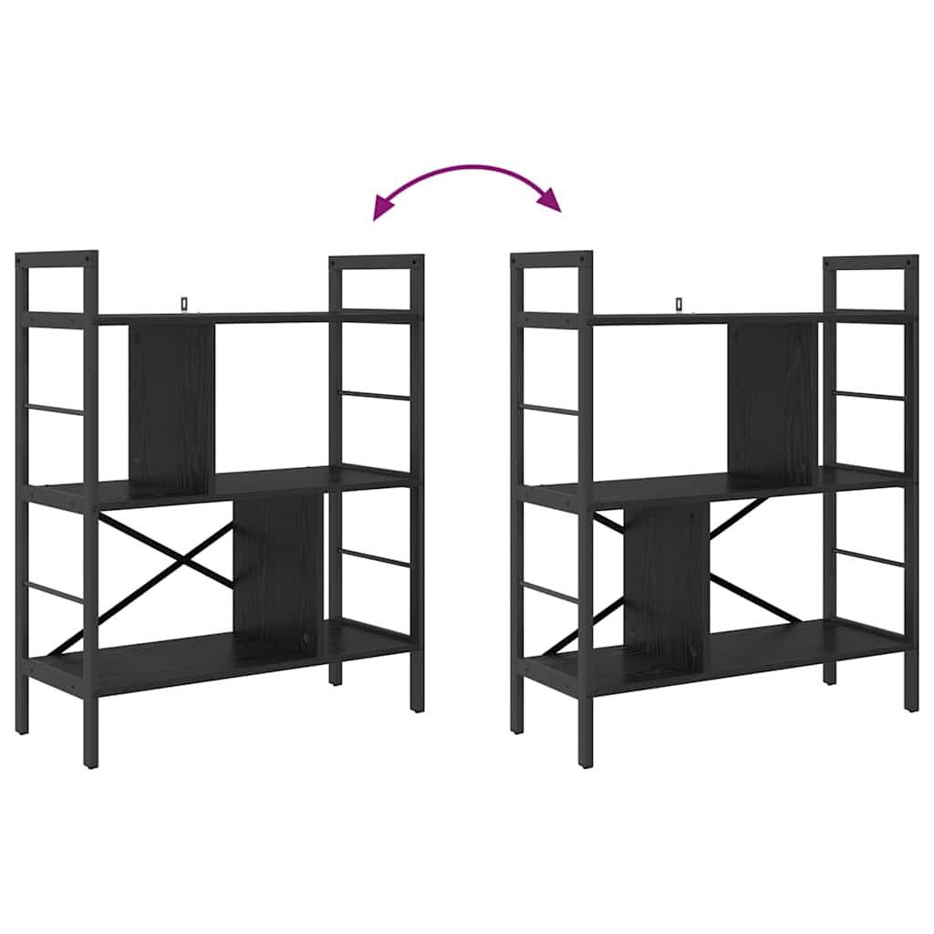 Hyllsystem Svart Ek 75 x 30 x 91 cm Konstruerat trä