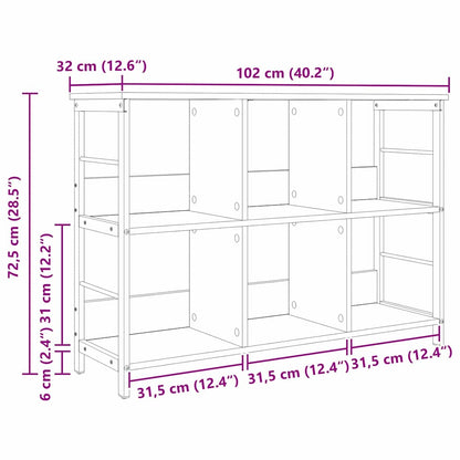 Hyllsystem Svart Ek 102 x 32 x 72,5 cm Konstruerat trä