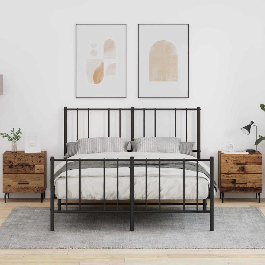 Nattduksbord med låda 2 pcs Gammalt trä 40 x 35 x 47,5 cm