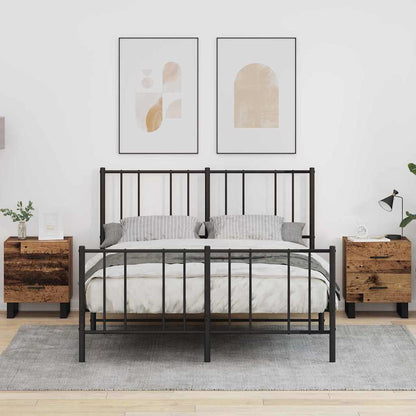 Nattduksbord 2 pcs Gammalt trä och svart 40 x 35 x 47,5 cm