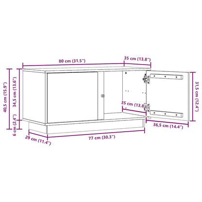 TV-skåp Vaxbrun 80 x 35 x 40,5 cm Massiv furu
