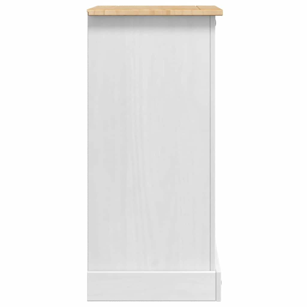 Sängbord med låda Vit 53 x 39 x 84 cm Massiv furu