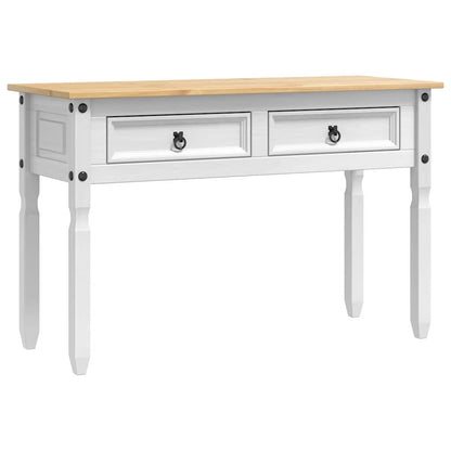 Sidobord med låda med lagring Vit 115 x 46 x 73 cm Massiv furu