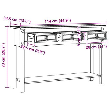 Sidobord med låda Vit 114 x 34,5 x 73 cm Massiv furu