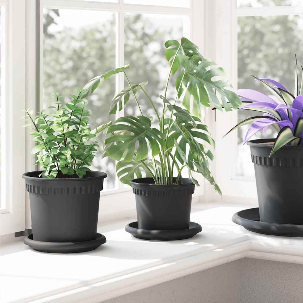 Rund Blomkruka 6 pcs Svart Ø 12,5 x 10 cm Plast