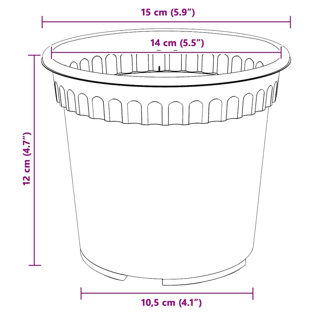 Rund Blomkruka 6 pcs Svart Ø 15 x 12 cm Plast