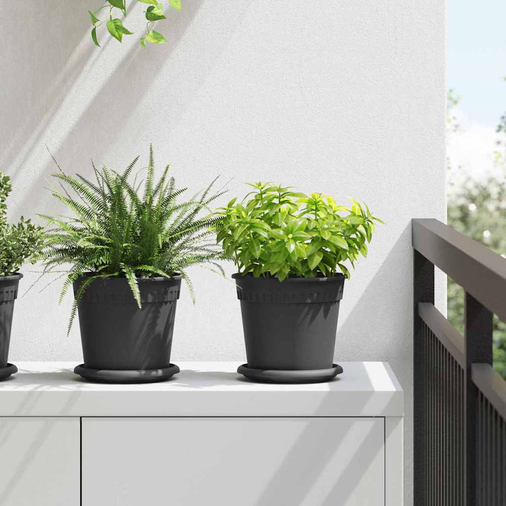 Rund Blomkruka 6 pcs Svart Ø 17 x 14 cm Plast