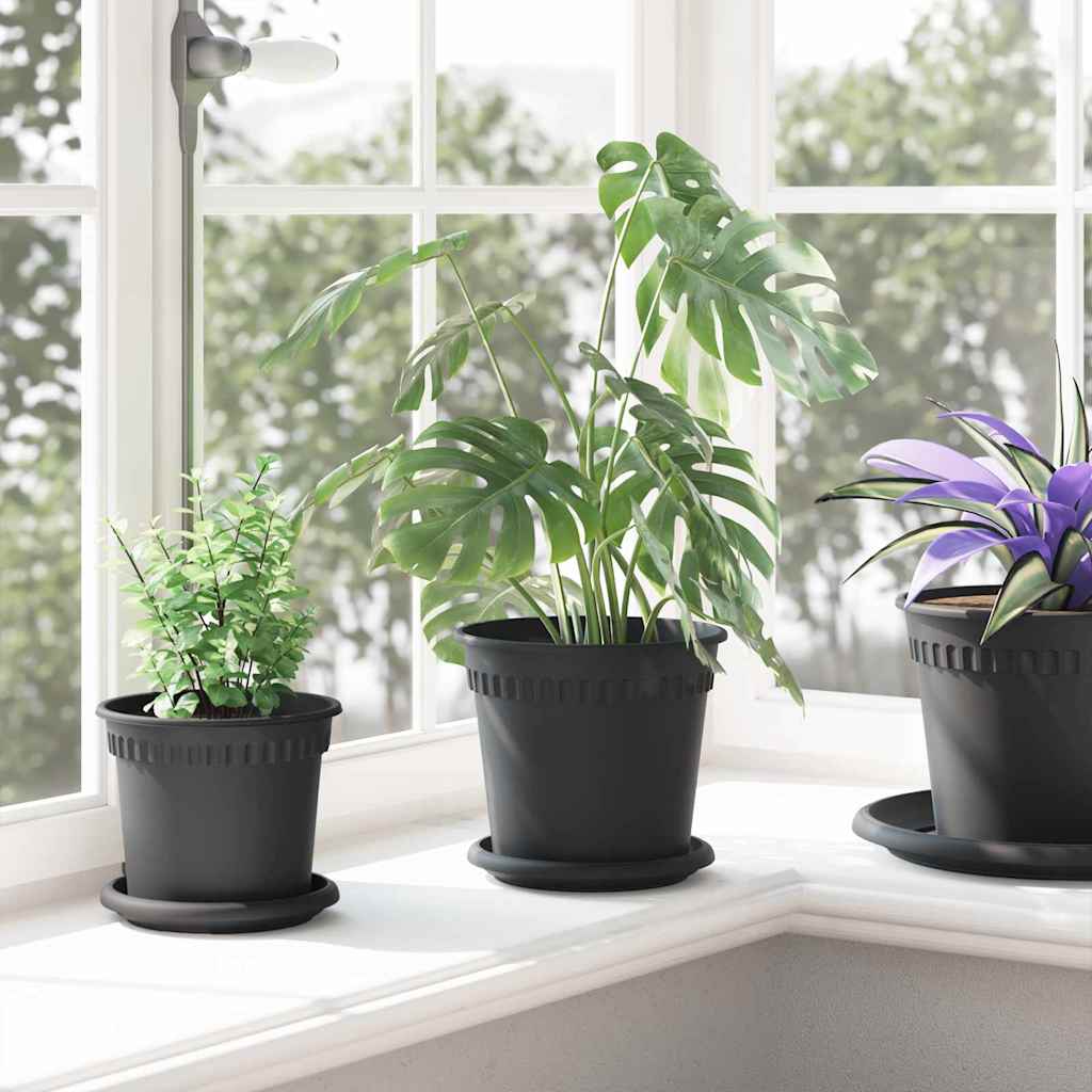 Rund Blomkruka 6 pcs Svart Ø 17 x 14 cm Plast