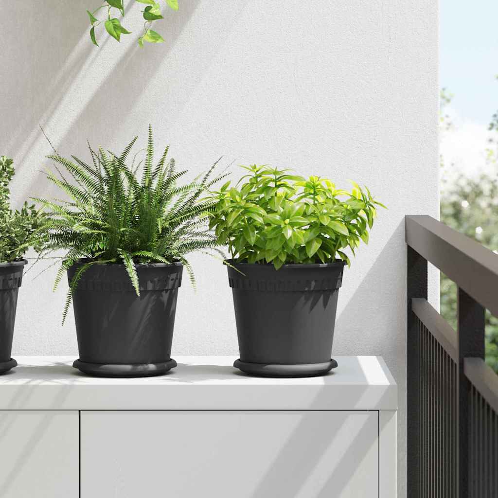 Rund Blomkruka 6 pcs Svart Ø 19 x 16 cm Plast
