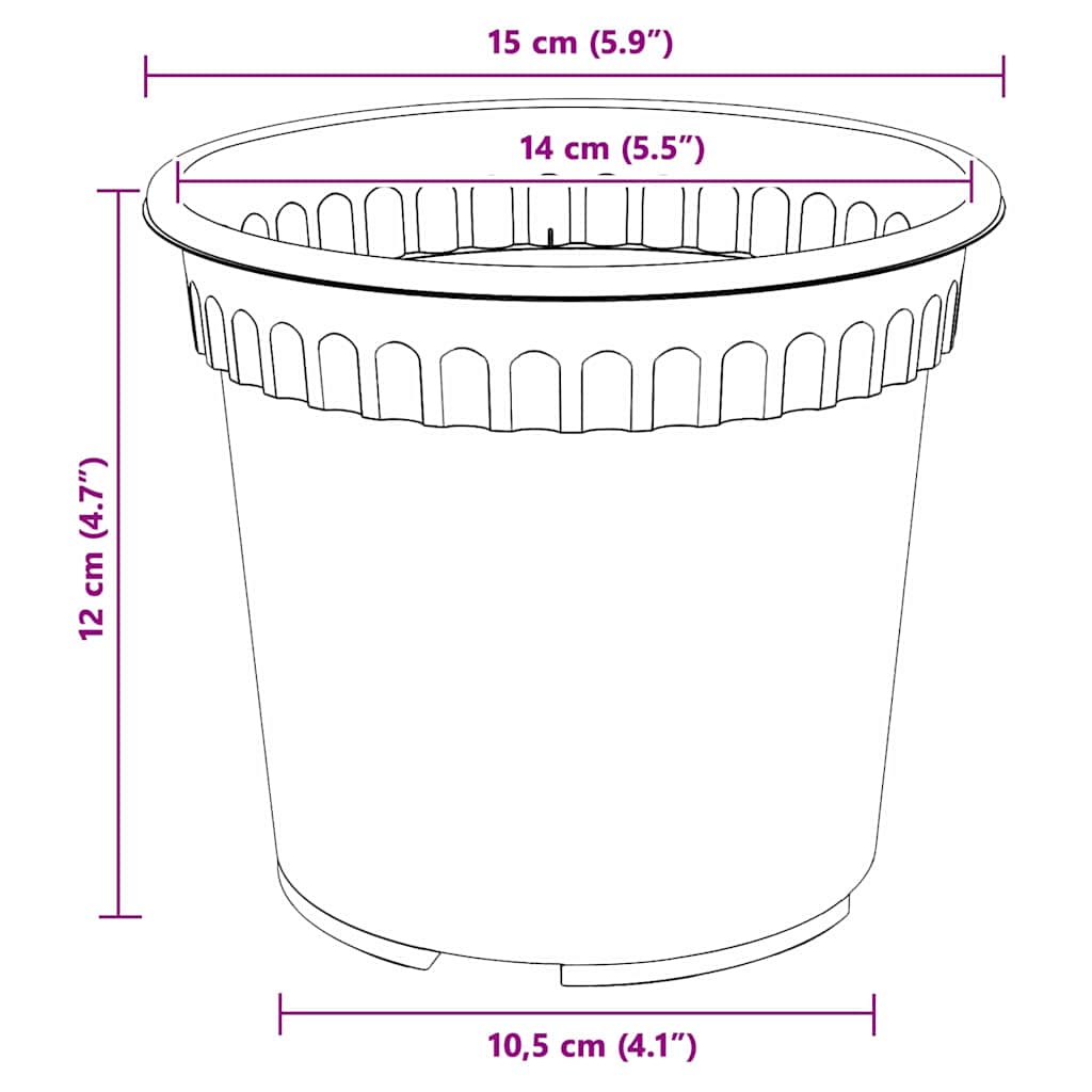 Rund Blomkruka 24 pcs Svart Ø 15 x 12 cm Plast