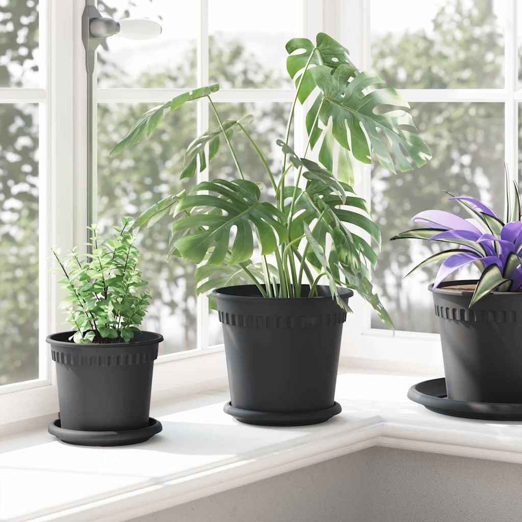 Rund Blomkruka 24 pcs Svart Ø 19 x 16 cm Plast