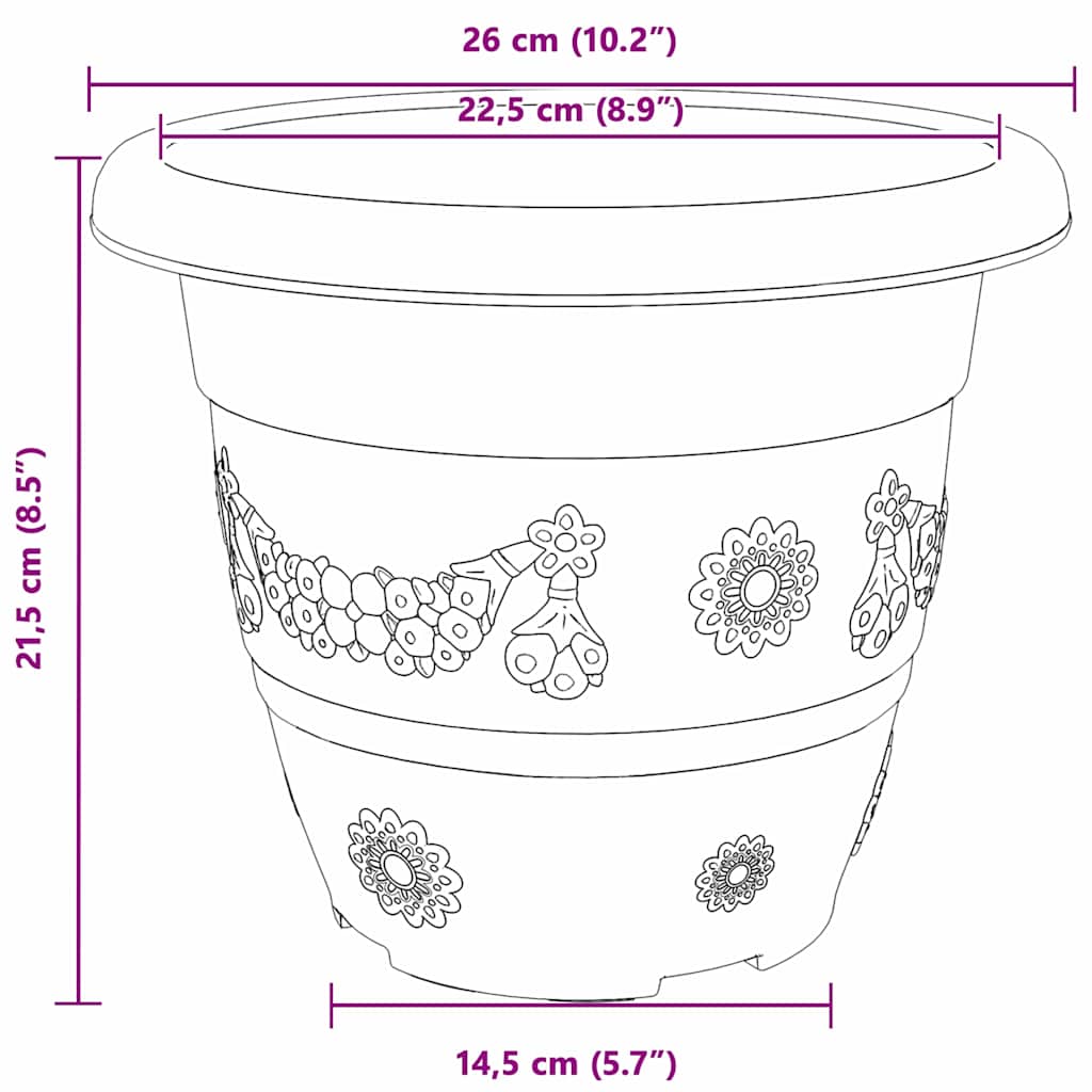 Rund Blomkruka 6 pcs Murgrön Ø 26 x 21.5 cm Plast