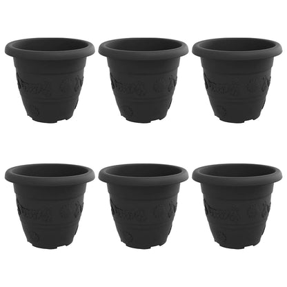 Rund Blomkruka 6 pcs Svart Ø 22 x 18 cm Plast