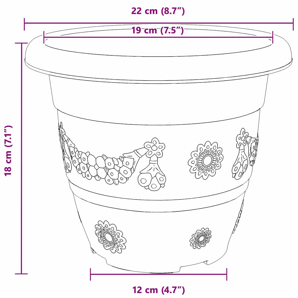 Rund Blomkruka 6 pcs Svart Ø 22 x 18 cm Plast