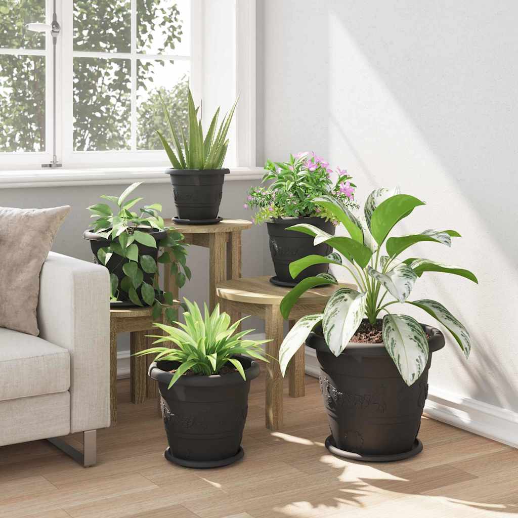 Rund Blomkruka 6 pcs Svart Ø 30 x 25 cm Plast
