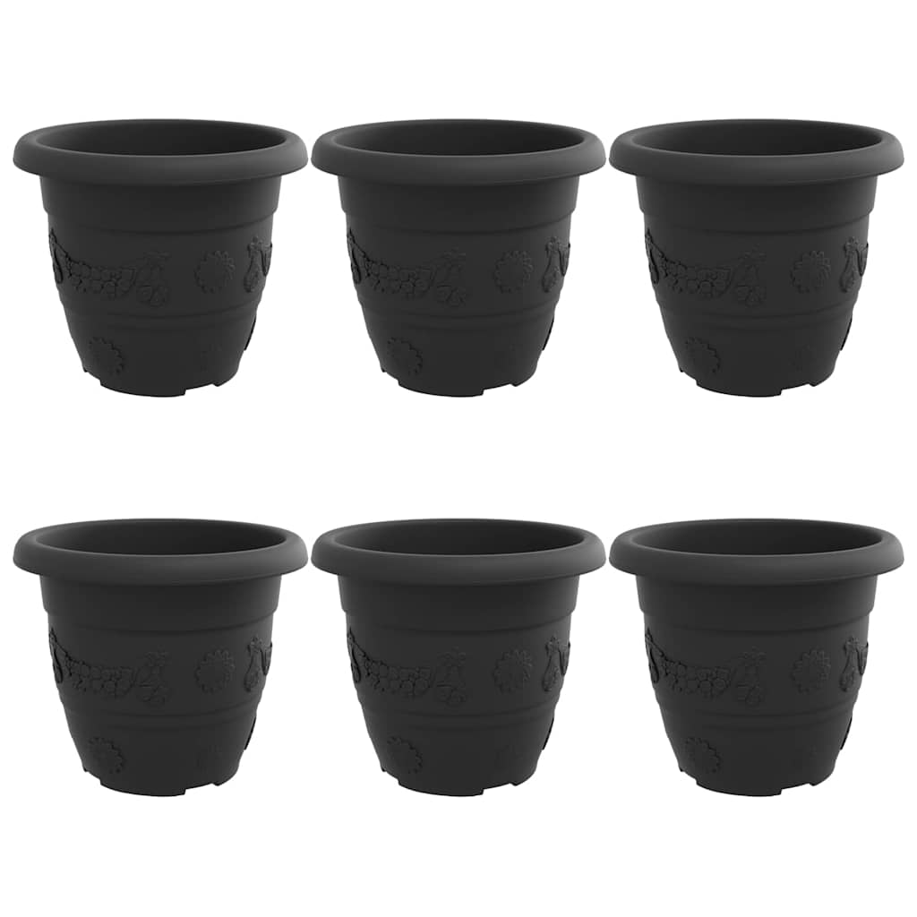 Rund Blomkruka 6 pcs Svart Ø 30 x 25 cm Plast