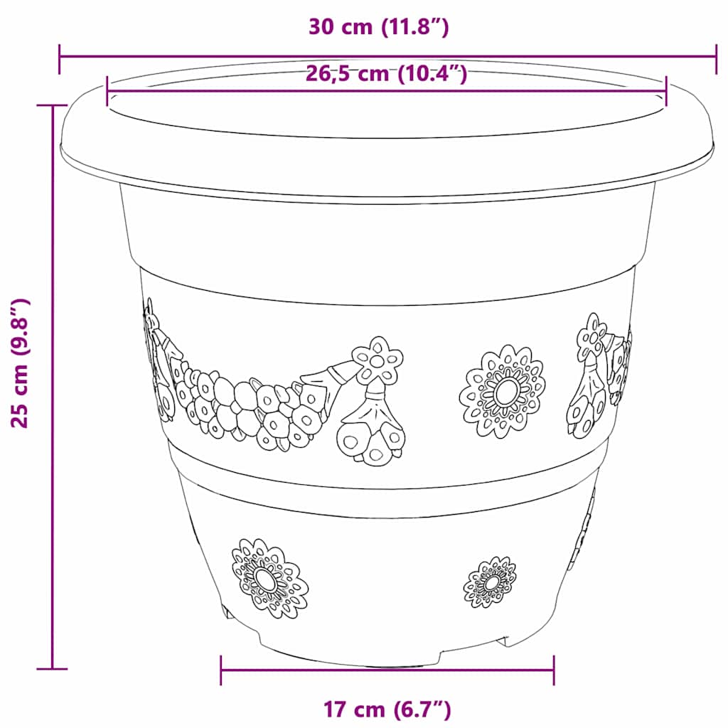 Rund Blomkruka 6 pcs Svart Ø 30 x 25 cm Plast