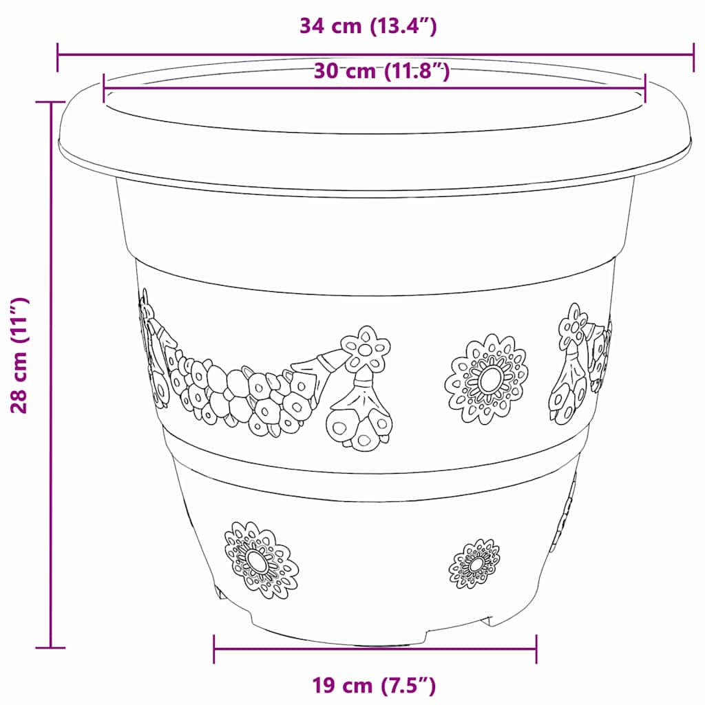 Rund Blomkruka 6 pcs Svart Ø 26 x 21.5 cm Plast