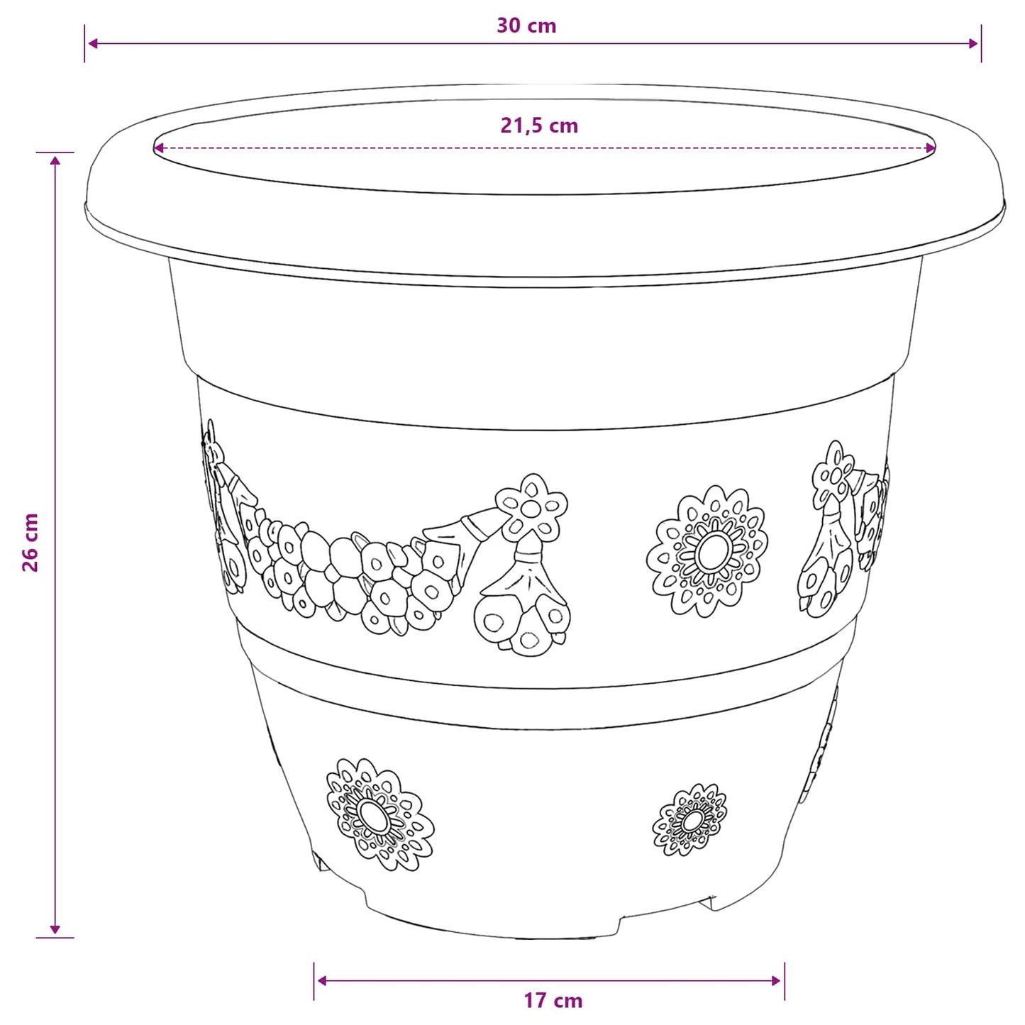 Rund Blomkruka 24 pcs Murgrön Ø 30 x 25 cm Plast