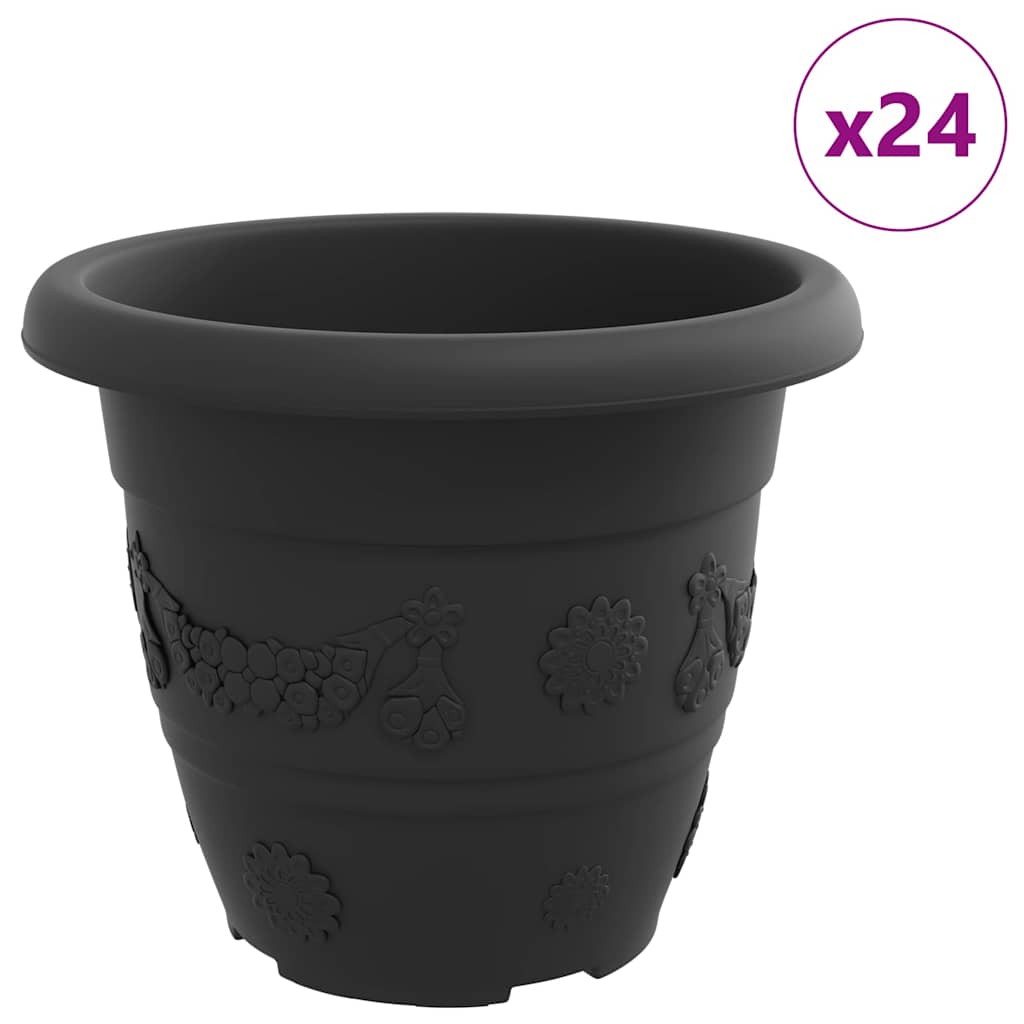 Rund Blomkruka 24 pcs Svart Ø 26 x 21.5 cm Plast