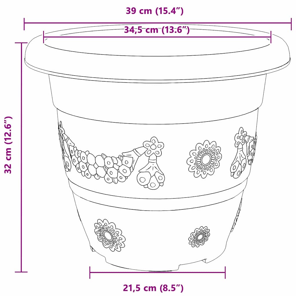 Rund Blomkruka 24 pcs Svart Ø 39 x 32 cm Plast
