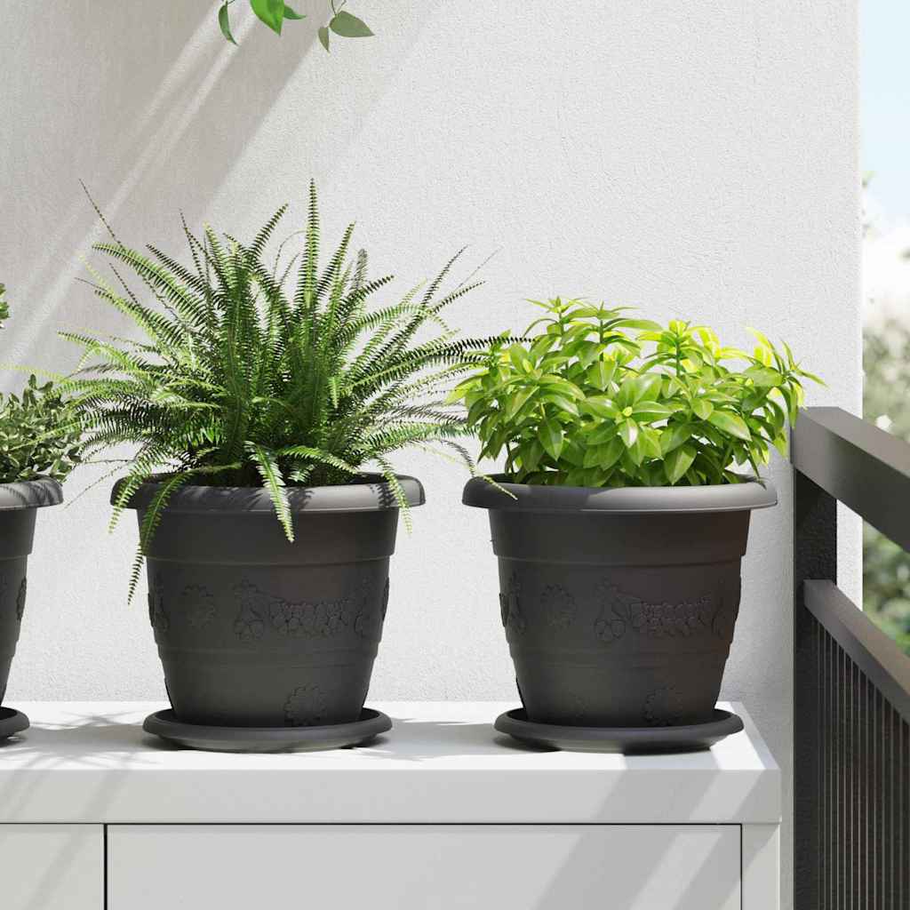 Rund Blomkruka 6 pcs Svart Ø 17,5 x 2 cm Plast