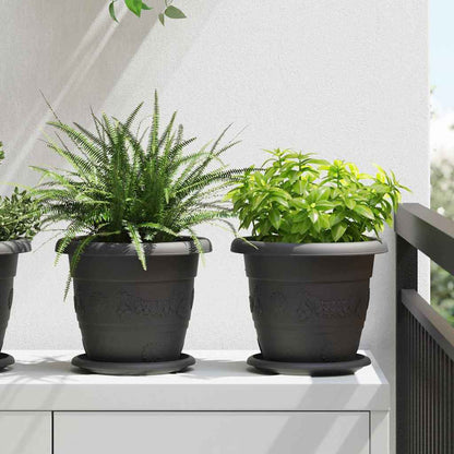 Rund Blomkruka 6 pcs Svart Ø 17,5 x 2 cm Plast