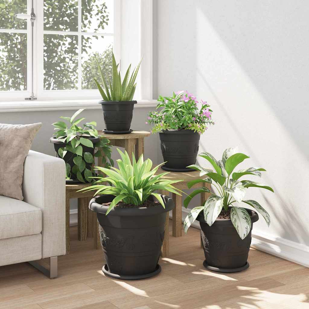 Rund Blomkruka 6 pcs Svart Ø 14 x 2 cm Plast
