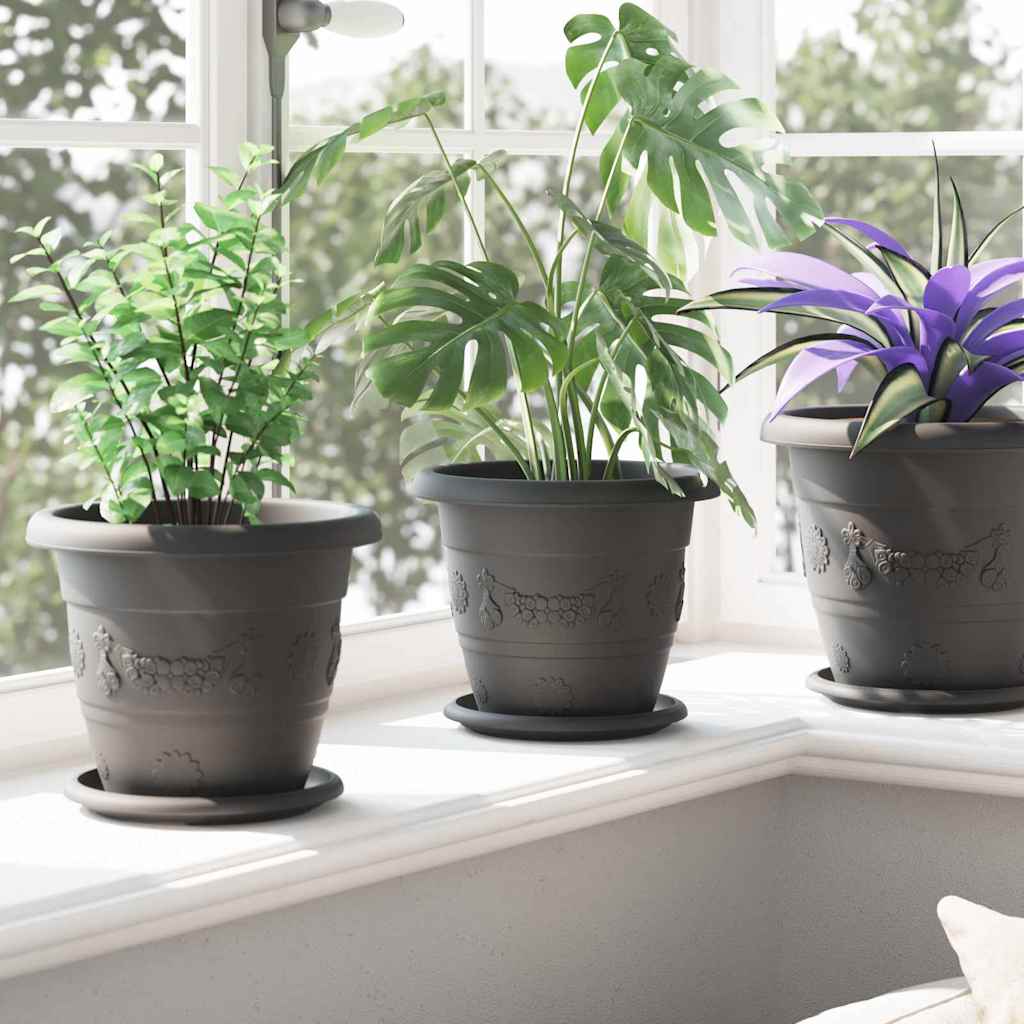 Rund Blomkruka 24 pcs Svart Ø 17,5 x 2 cm Plast