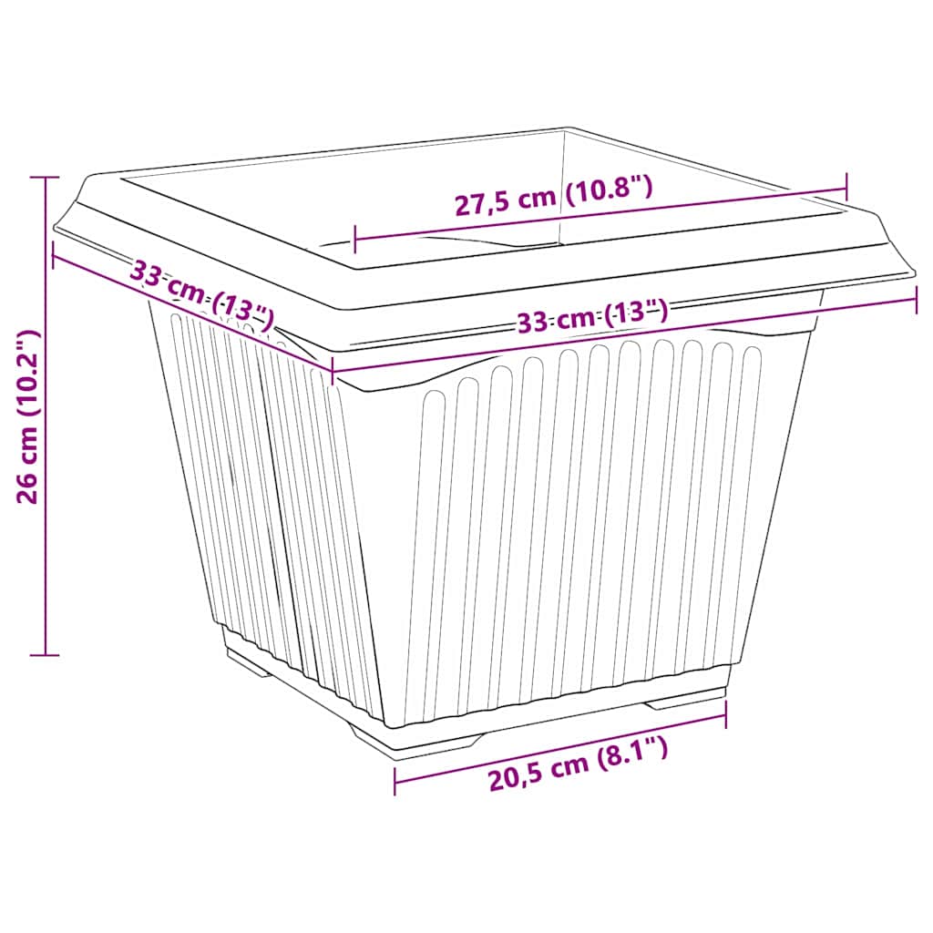 Kvadratisk Blomkruka 6 pcs Murgrön 33 x 33 x 26 cm Plast