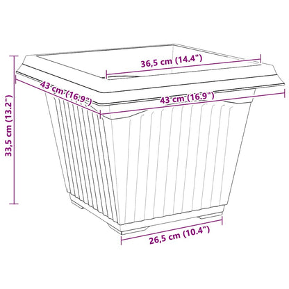 Kvadratisk Blomkruka 6 pcs Murgrön 43 x 43 x 33,5 cm Plast