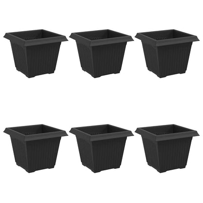 Kvadratisk Blomkruka 6 pcs Svart 20 x 20 x 16 cm Plast