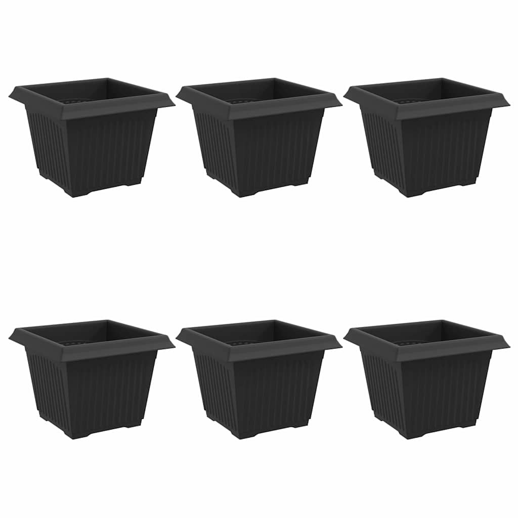 Kvadratisk Blomkruka 6 pcs Svart 23 x 23 x 17,5 cm Plast