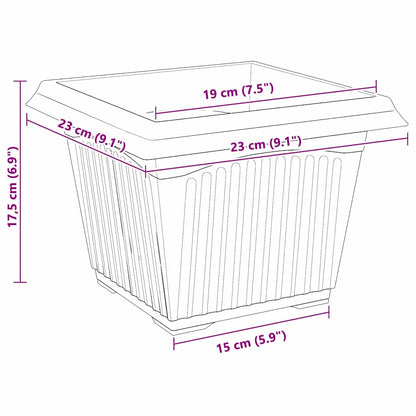 Kvadratisk Blomkruka 6 pcs Svart 23 x 23 x 17,5 cm Plast